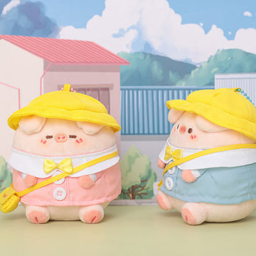 Cute Students Pig Plush Keychain, Animal Bag Charm